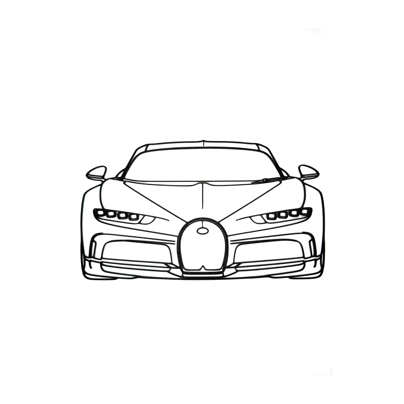 Bugatti Chiron (front) 3D printed car silhouette wall art